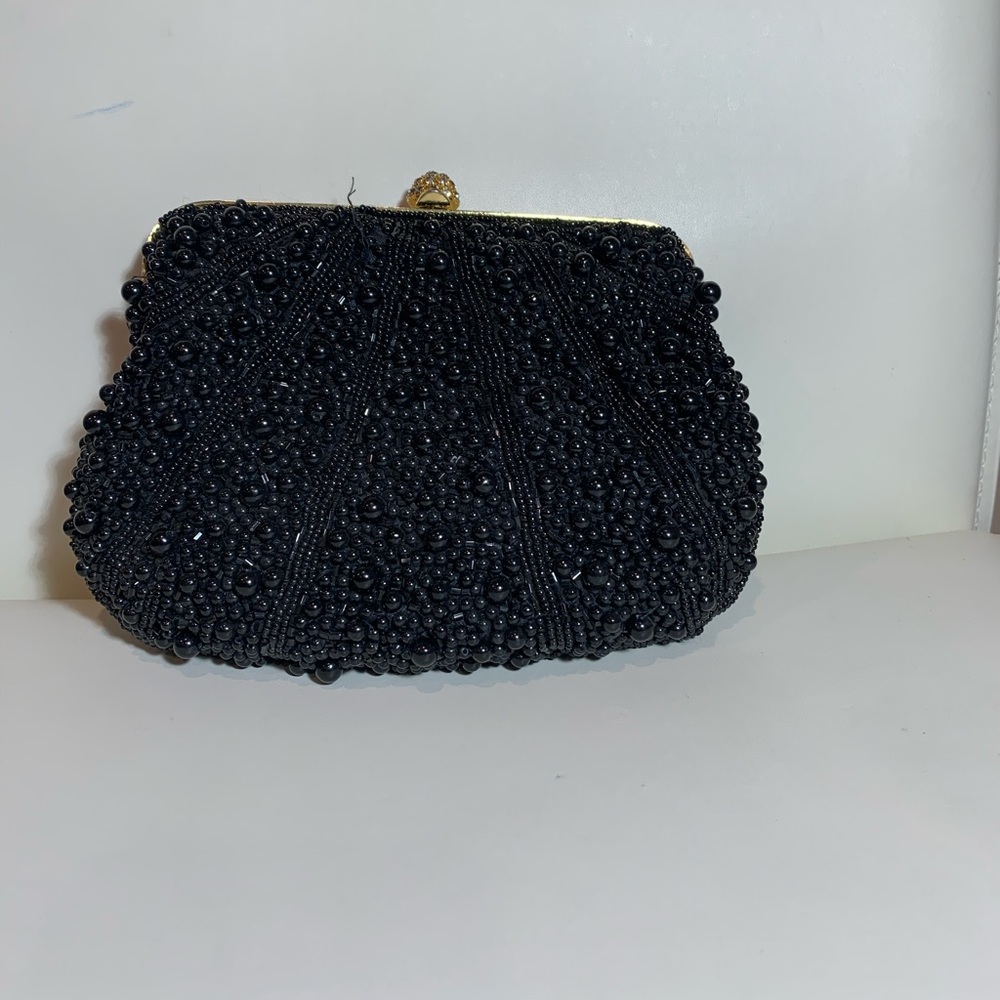 VINTAGE carla marchi black beaded purse!